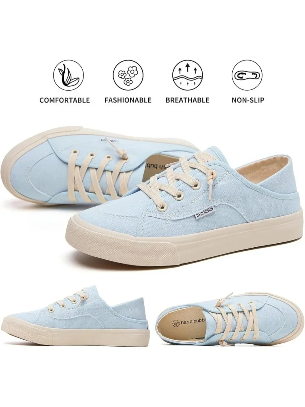 Women's Baby Blue Round Toe Solid Non Slip Fashion Slip on Loafer Sneaker Shoes